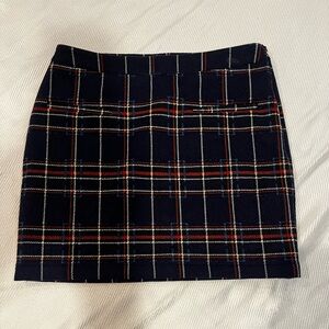 Tulle- Navy Blue Mini Skirt with Red & White Checkered pinstripes